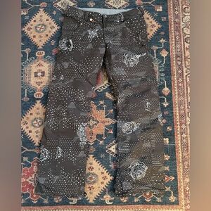 Volcom Women’s Snowboarding Pants - Black Rose Print Insulated Snow Pants